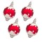 4 Pack of Red, White, and Silver Finial Ornaments with Glitter Enhancements